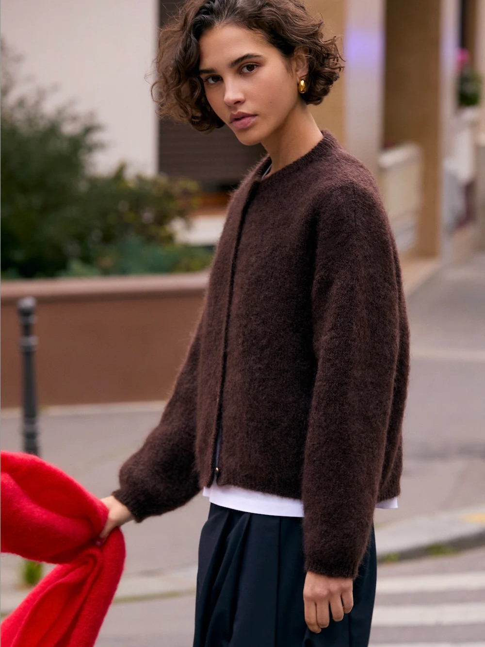 SURPRISE PARIS Olivia Mohair Cardigan - Chocolate