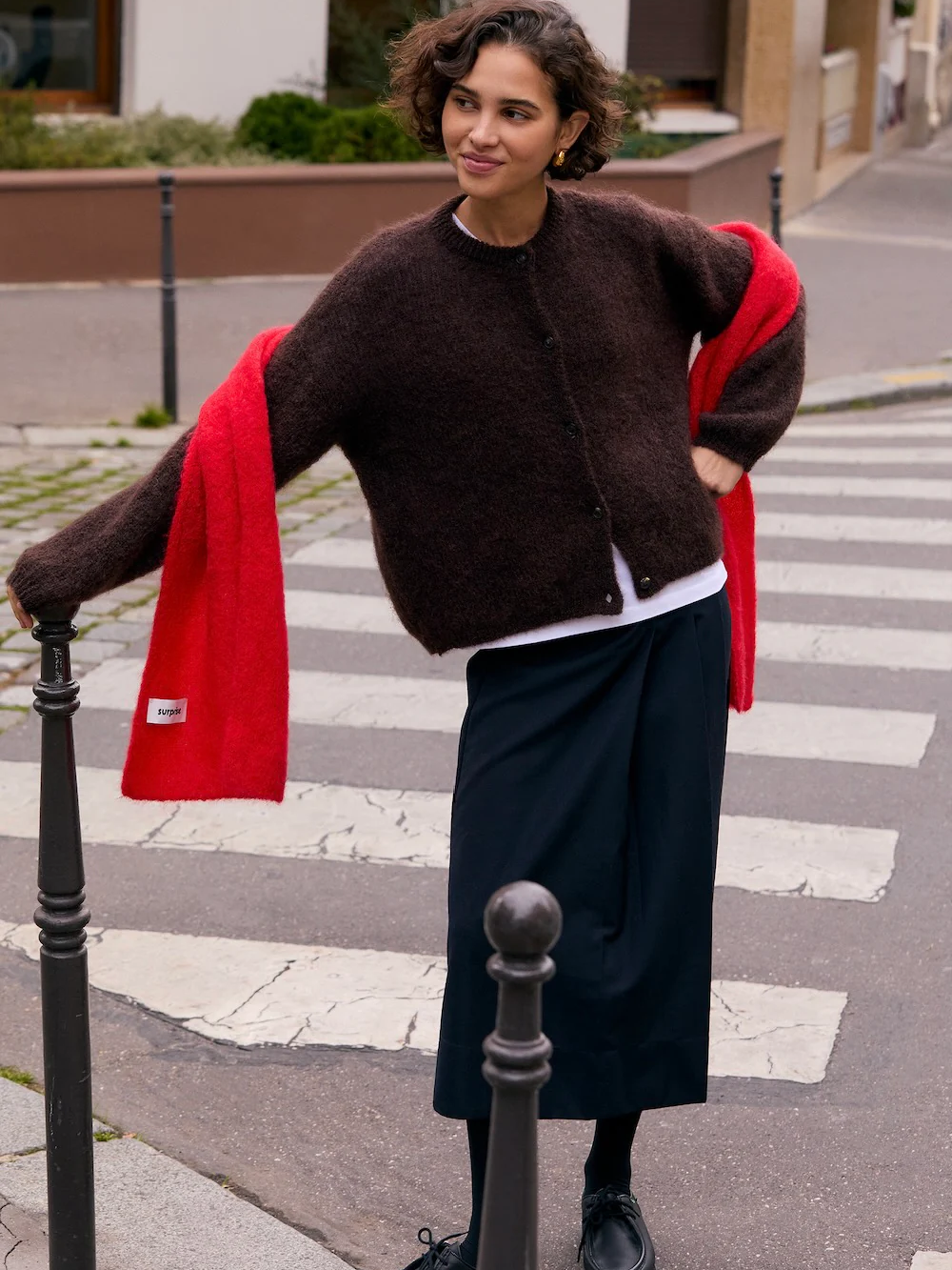 SURPRISE PARIS Olivia Mohair Cardigan - Chocolate