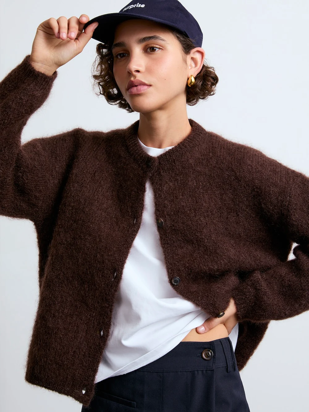 SURPRISE PARIS Olivia Mohair Cardigan - Chocolate