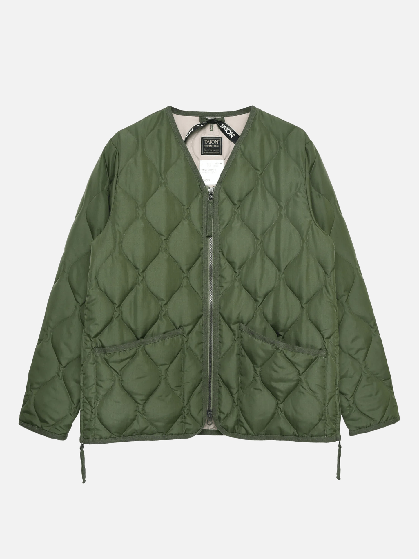 TAION Military Zip V Neck Down Jacket - Olive