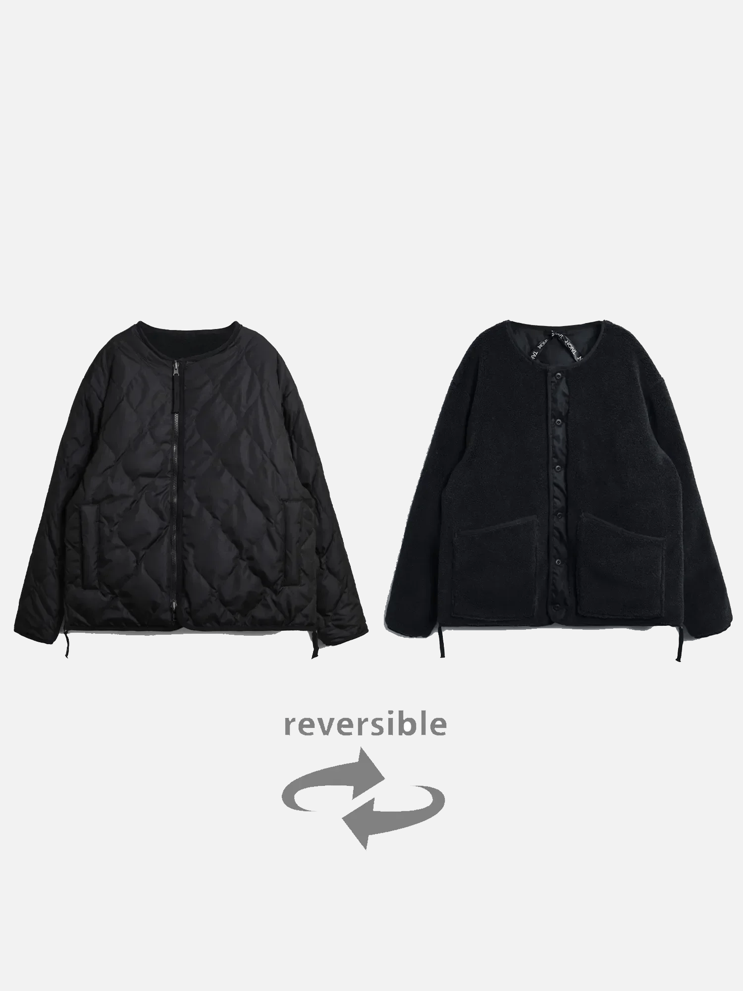 TAION Military Reversible Crew Neck Down Jacket - Black