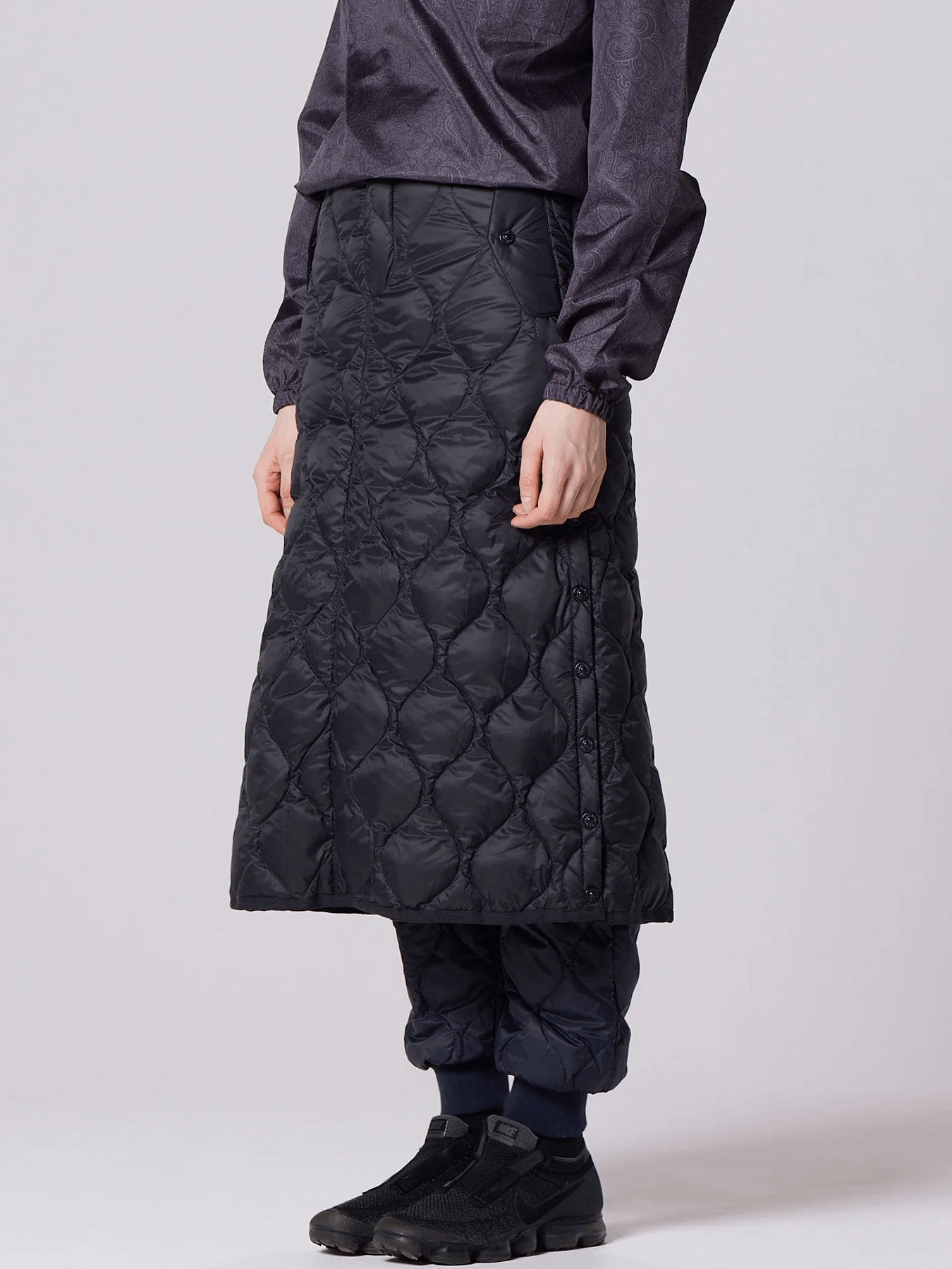 TAION Military Snap Button Down Skirt (Soft Shell) - Black