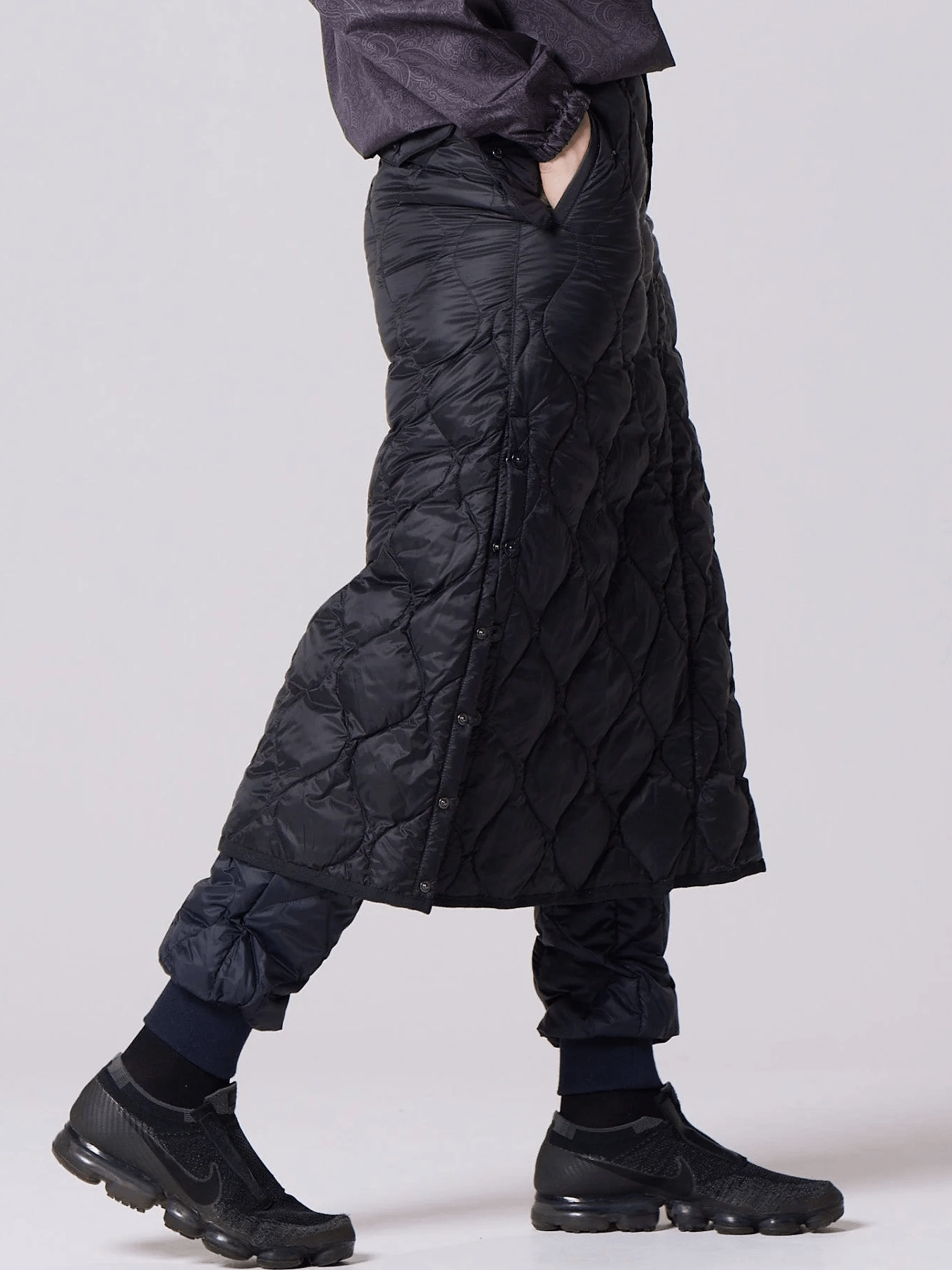 TAION Military Snap Button Down Skirt (Soft Shell) - Black
