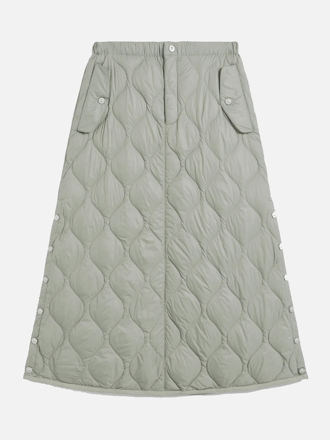 TAION Military Snap Button Down Skirt (Soft Shell) - Dark Sage Green