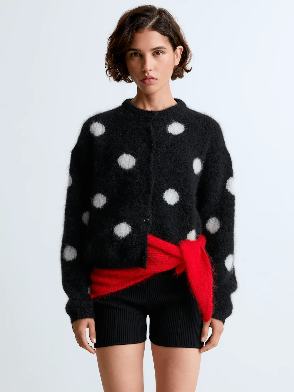 SURPRISE PARIS Olivia Mohair Cardigan - Polkadot Black
