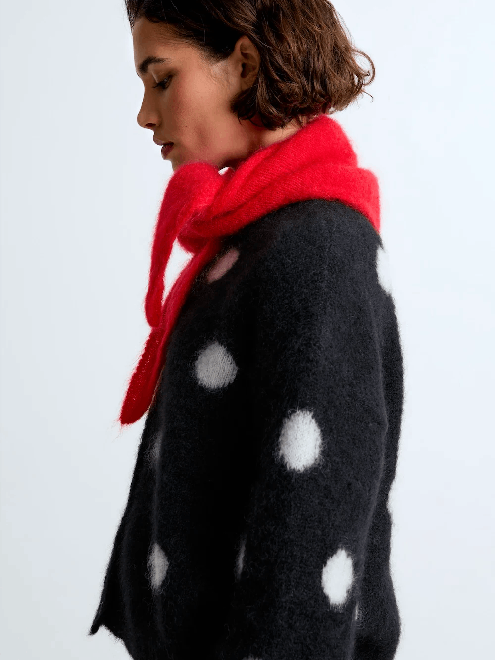 SURPRISE PARIS Olivia Mohair Cardigan - Polkadot Black