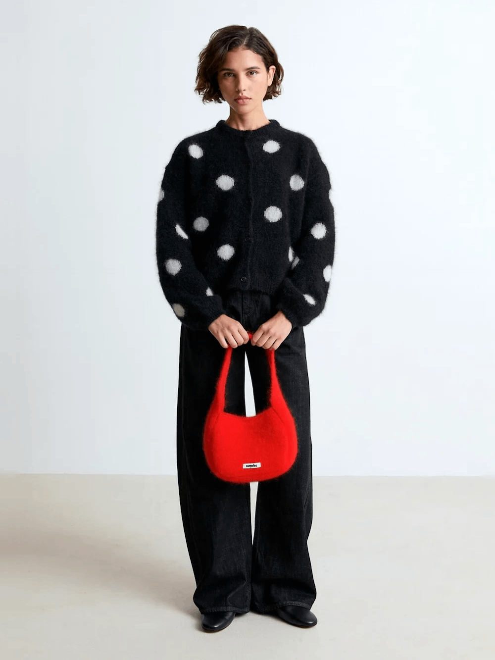 SURPRISE PARIS Olivia Mohair Cardigan - Polkadot Black