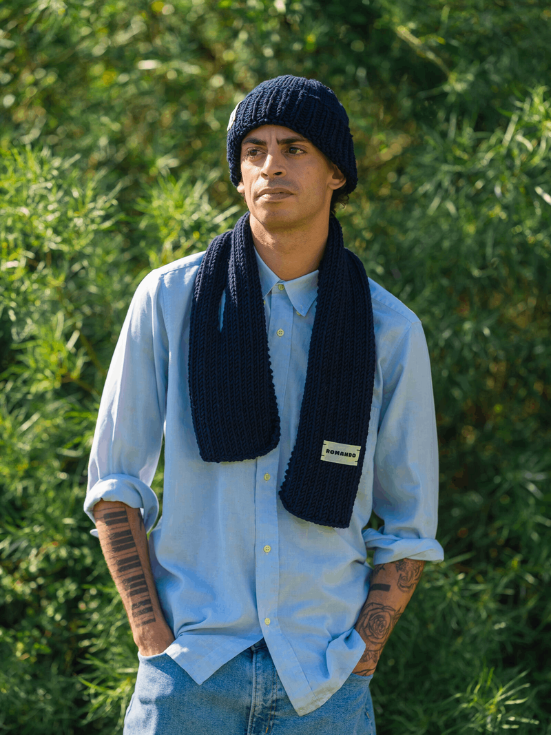 ROMANDO Merino Scarf - Navy Blue