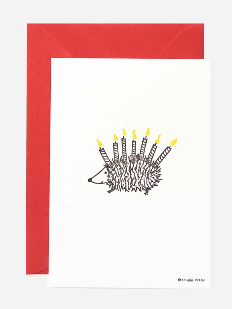 Hedgehog With Candles Karte