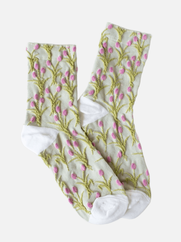 TIEPOLOGY Vintage Tulip Casual Socks - Sage