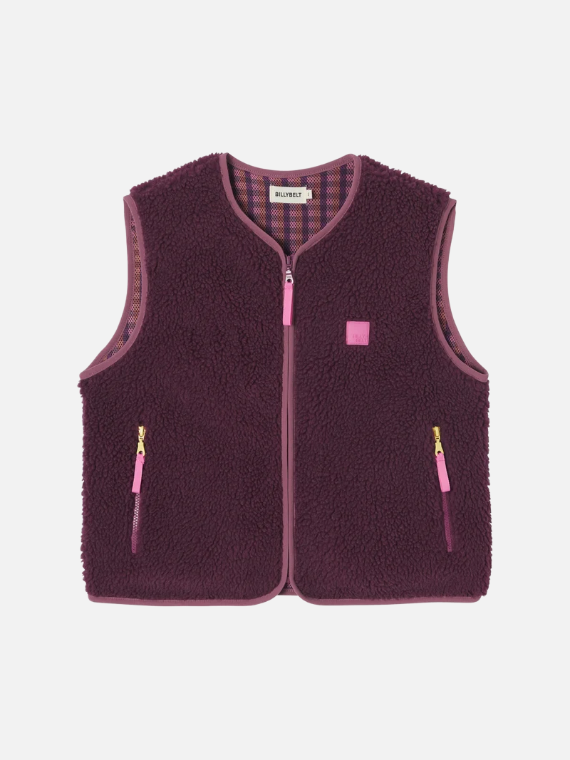 BILLYBELT Sleeveless Sherpa Zip Jacket - Plum