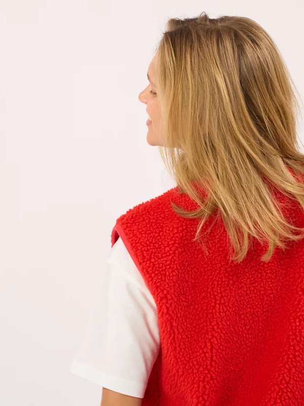 BILLYBELT Sleeveless Sherpa Zip Jacket - Red