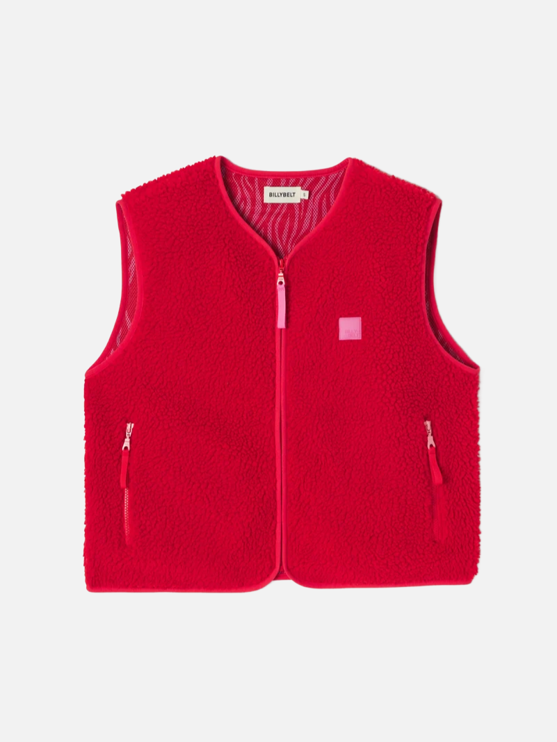 BILLYBELT Sleeveless Sherpa Zip Jacket - Red