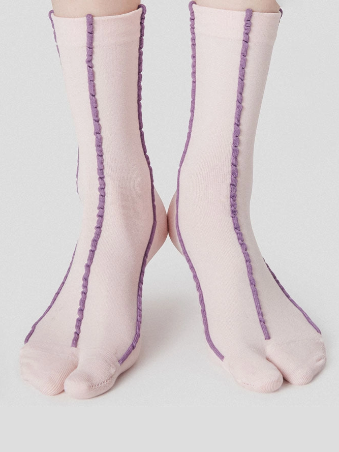 Striped Tabi Socks - Pink