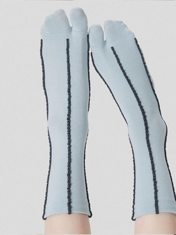Striped Tabi Socks - Blue
