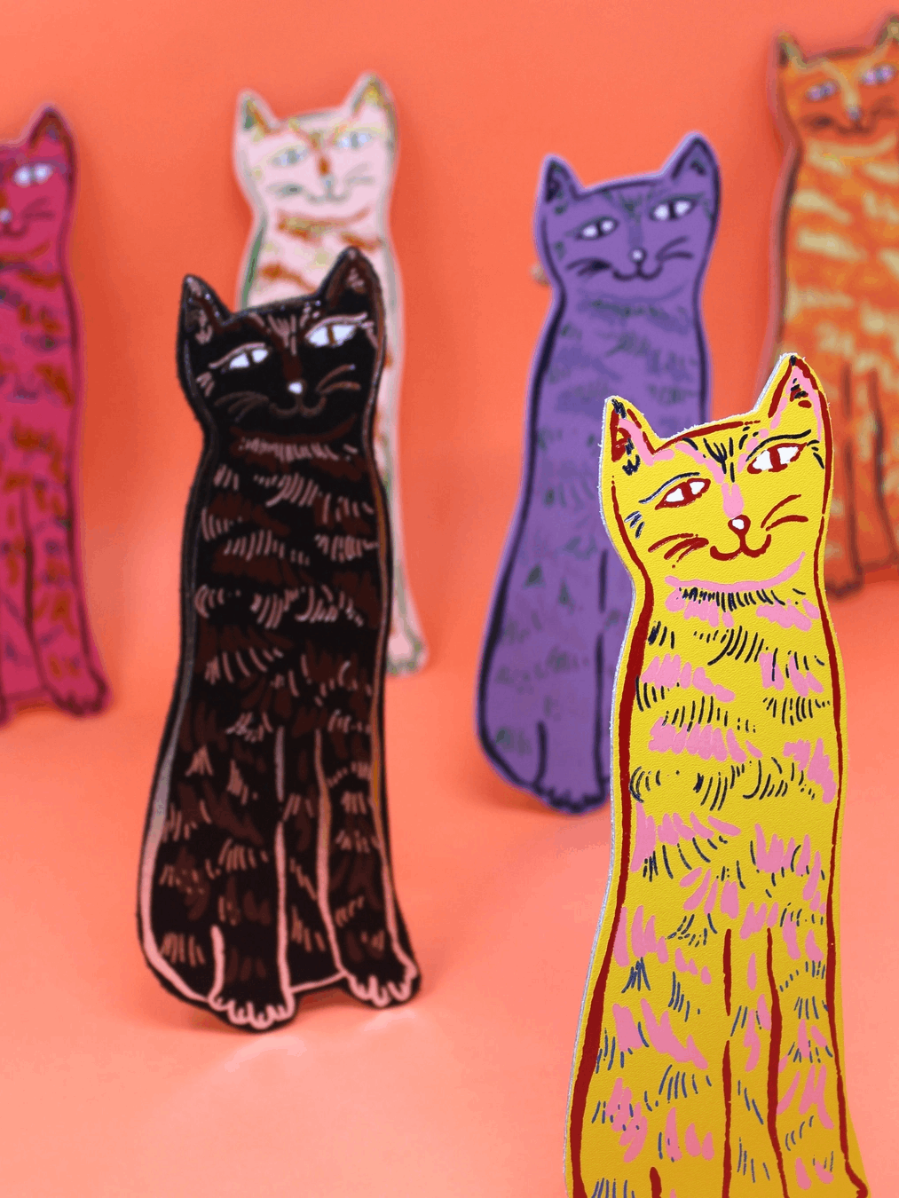 Cat Tails Bookmark - Orange