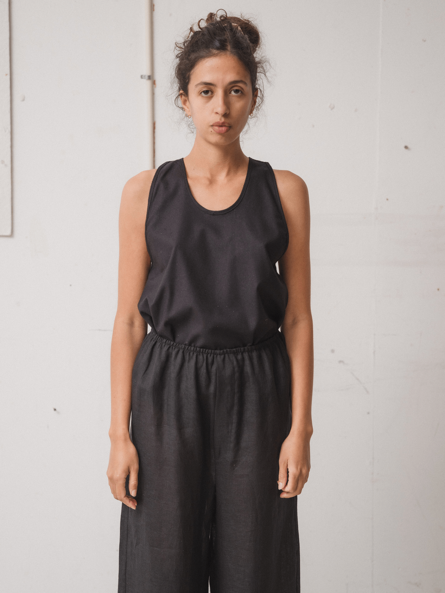 BASERANGE Sheer Linen Stoa Pants - Black
