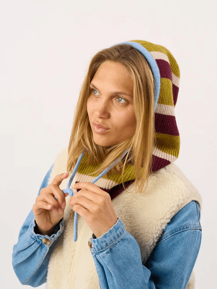 BILLYBELT Balaclava - Olive & Red Wine Stripes