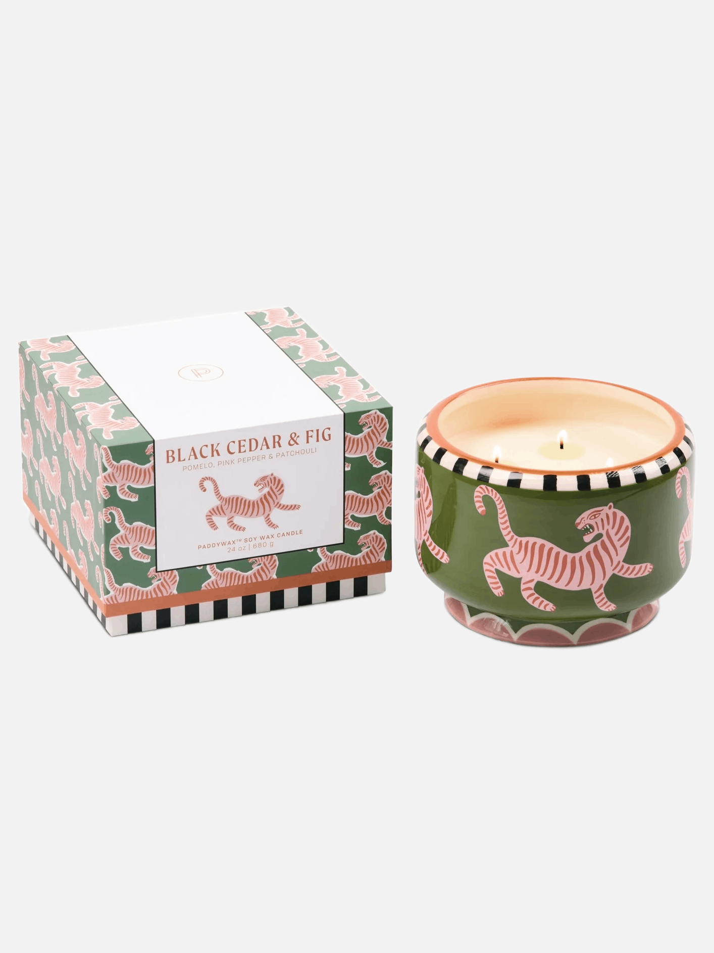 A Dopo Tiger Ceramic Scented Candle - Black Cedar & Fig 680g