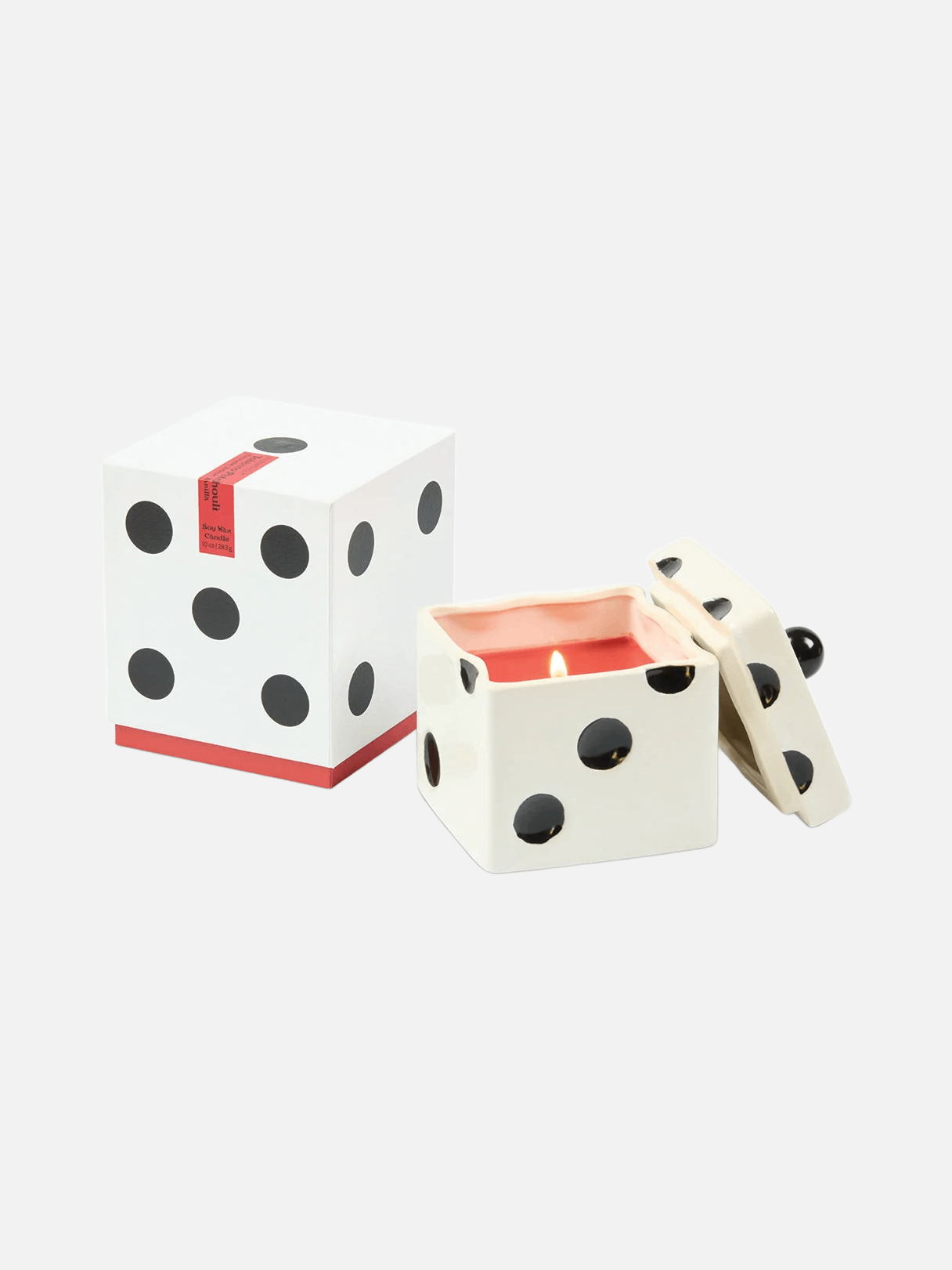 Lucky Dice Ceramic Red Wax Candle - Tobacco Patchouli 283g