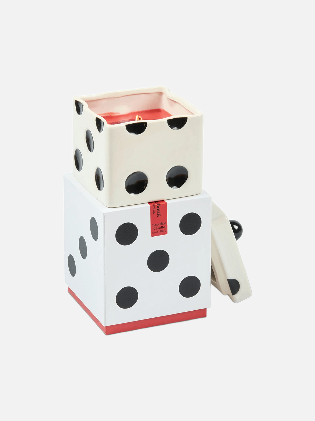 Lucky Dice Ceramic Red Wax Candle - Tobacco Patchouli 283g