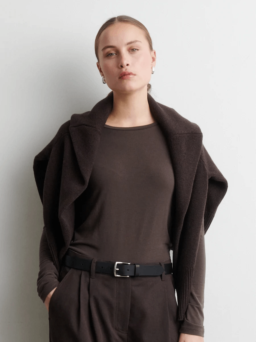 SECOND FEMALE Matima O-Neck Tee - Dark Brown