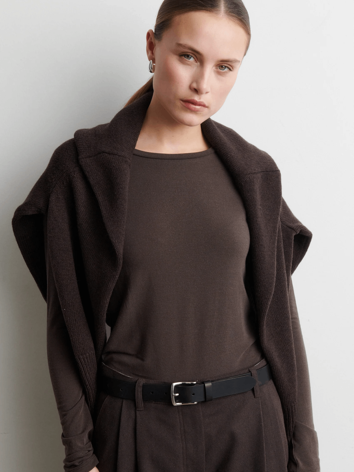 SECOND FEMALE Matima O-Neck Tee - Dark Brown