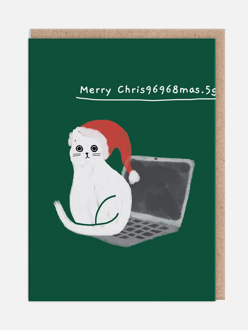 Merry Christmas Laptop Christmas Cat Karte