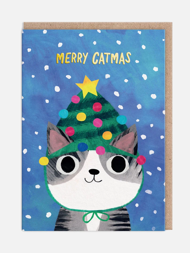 Tree Hat Merry Catmas Karte