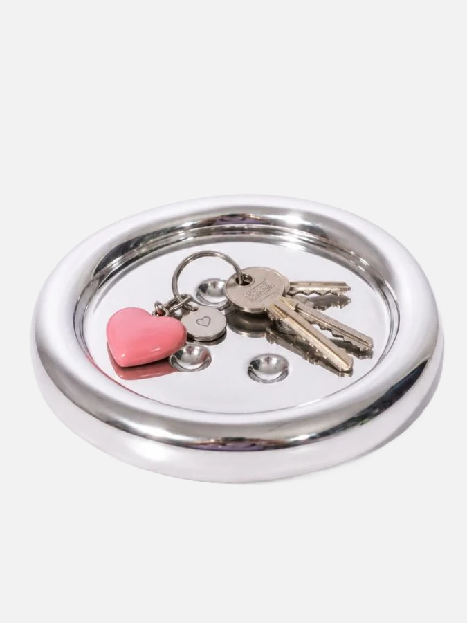 Chrome Button Trinket Tray