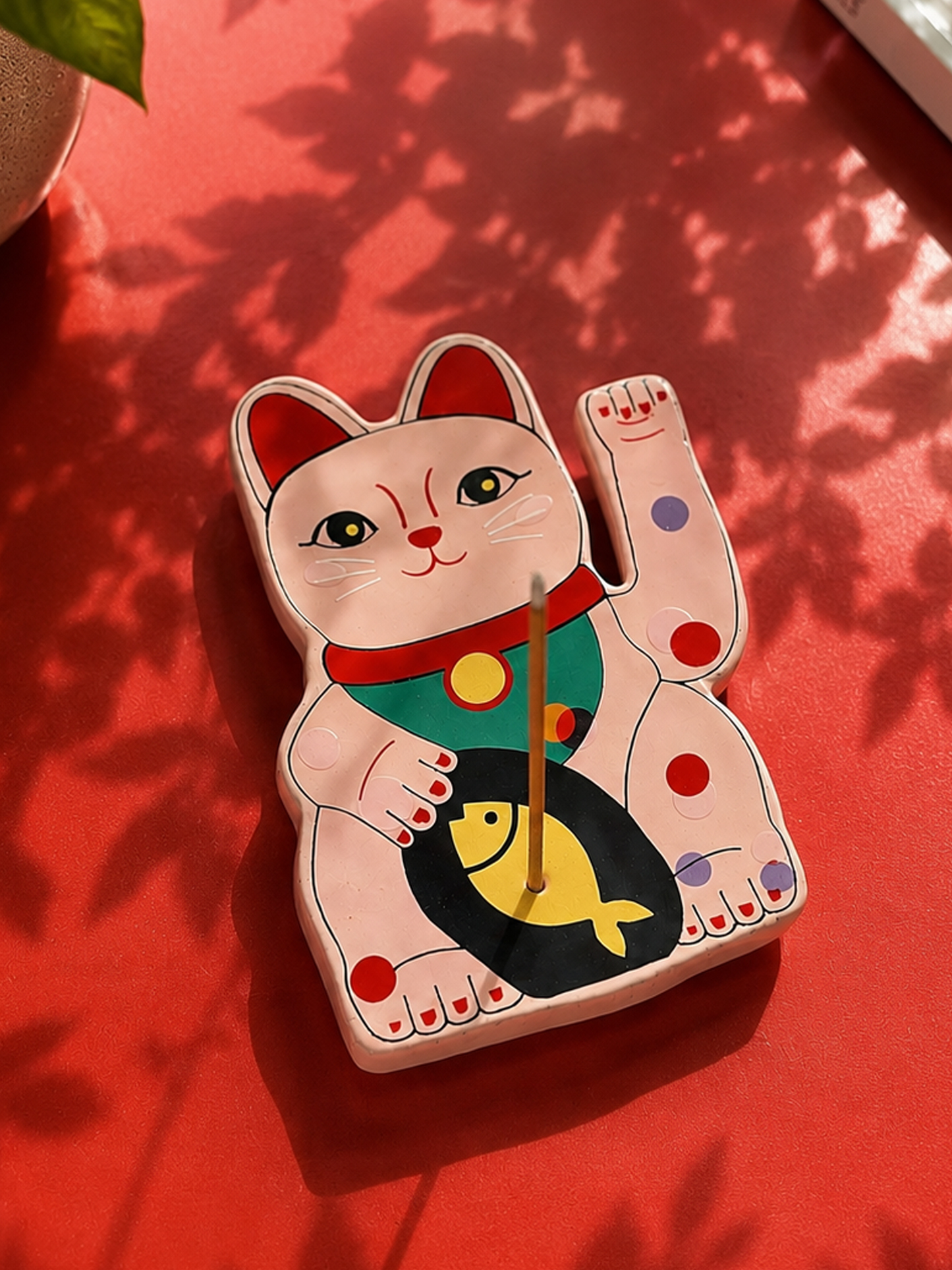 Pink Lucky Cat Incense Holder