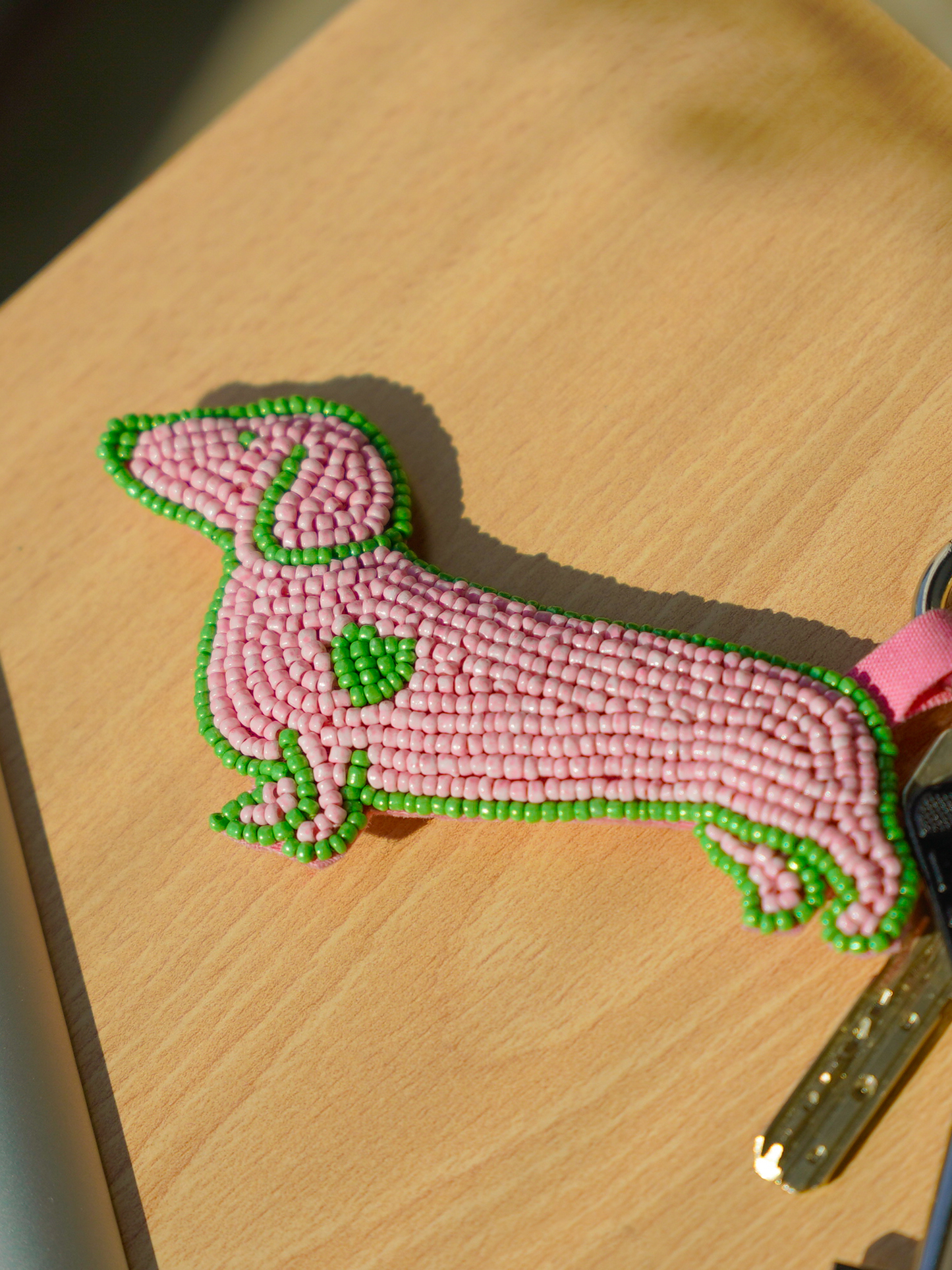 Pink Dachshund Keychain