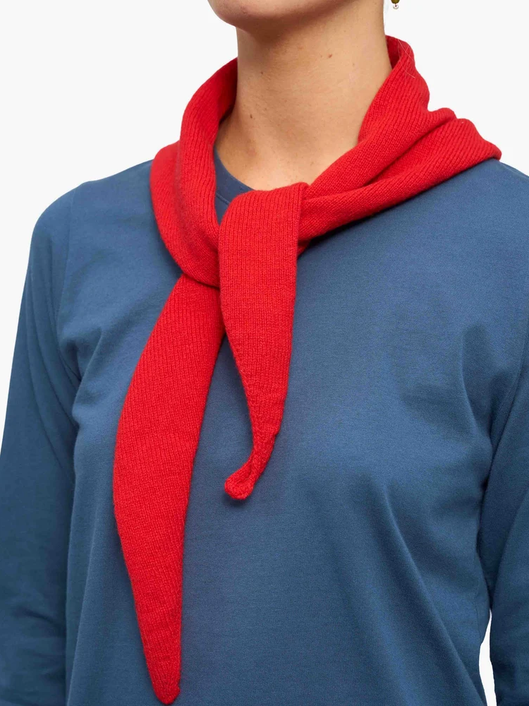 COLORFUL STANDARD Merino Wool Triangle Scarf - Red Tangerine