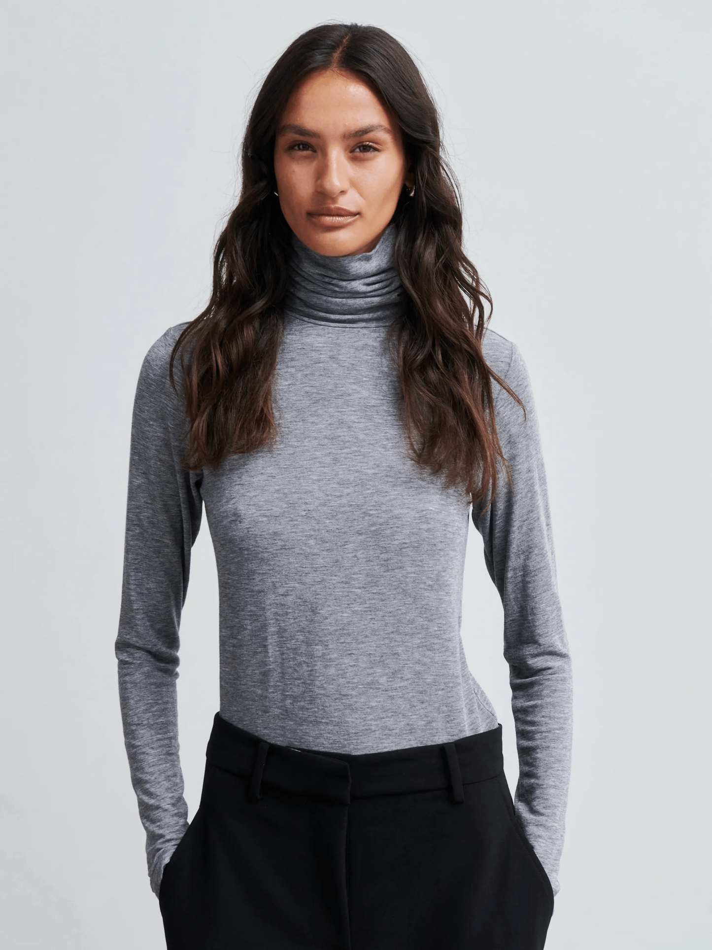 SECOND FEMALE Matima T-Neck Tee - Grey Melange