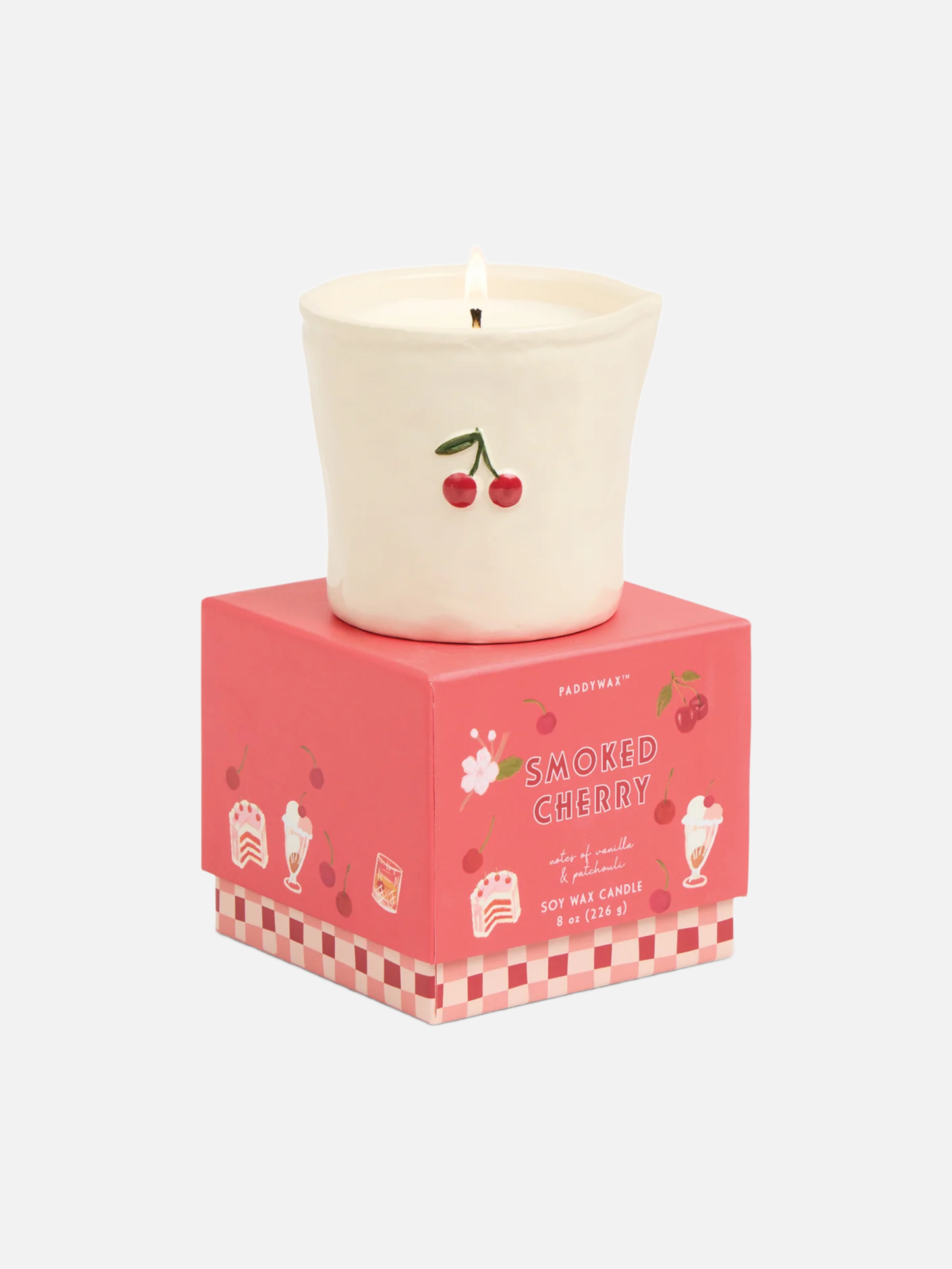 Embossed Ceramic Candle ‐ Smoked Cherry