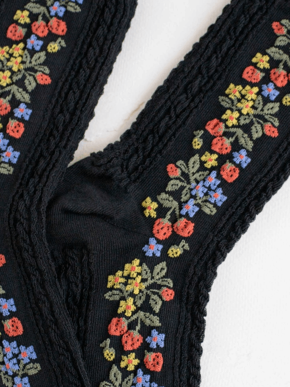 TIEPOLOGY Vintage Strawberry Socks Black