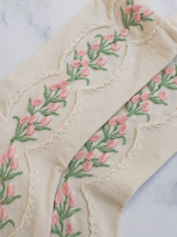 TIEPOLOGY Women's Antique Tulip Flower Socks