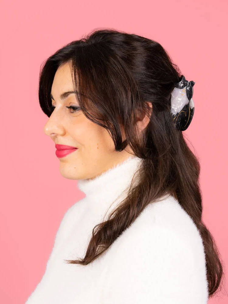 CouCou Suzette Black & White Cat Hairclaw - SPANGE