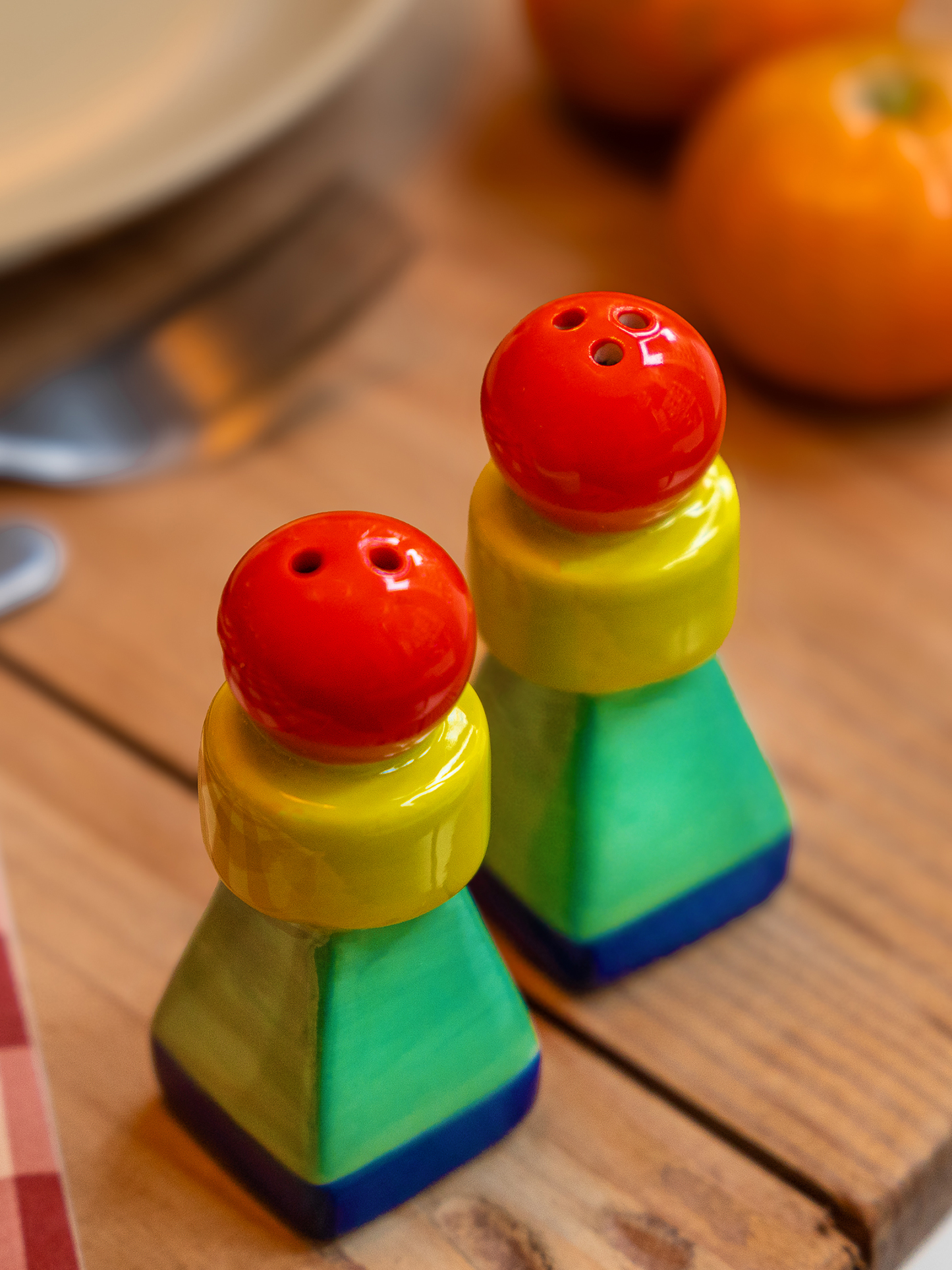 Multi Color Geometric Salt & Pepper Shakers