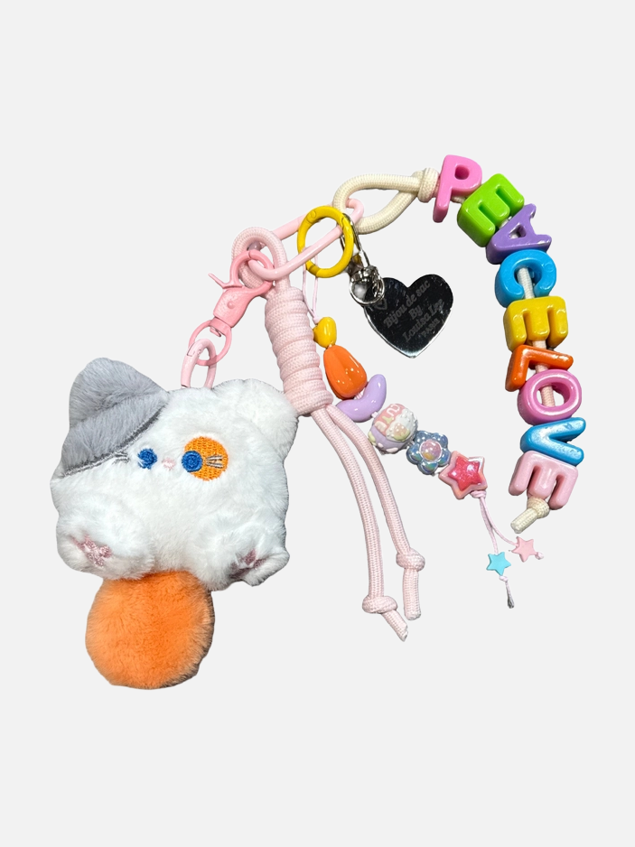 Bag Charm Peace Love Cat
