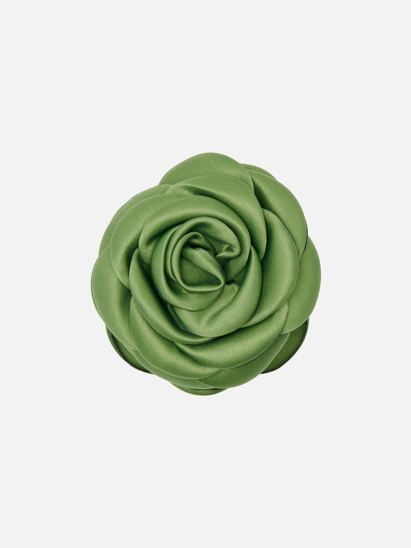 Small Satin Rose Claw - Olive - SPANGE