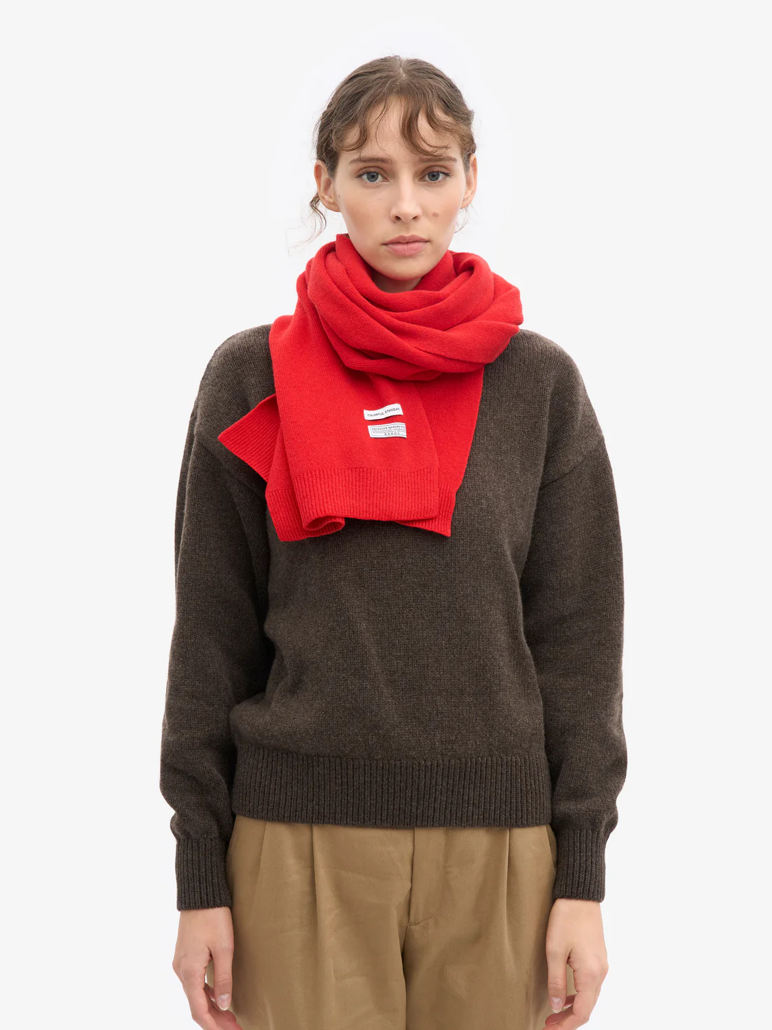 COLORFUL STANDARD Merino Wool Scarf - Red Tangerine