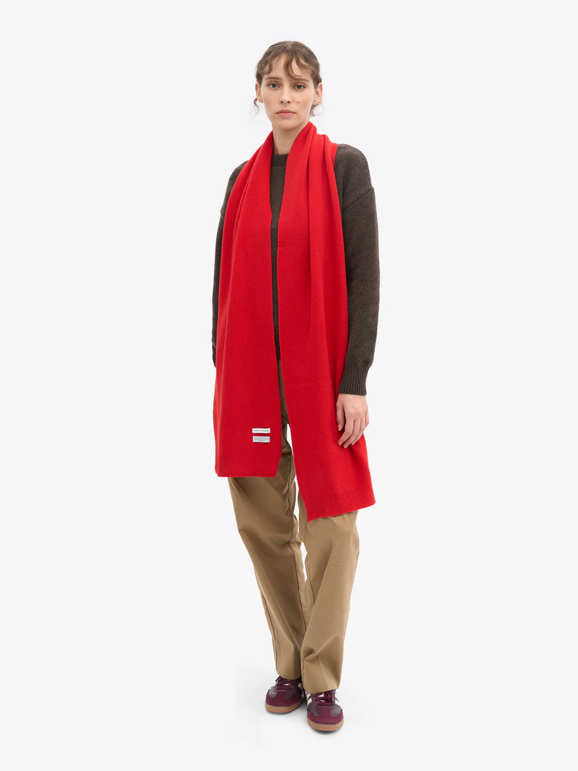 COLORFUL STANDARD Merino Wool Scarf - Red Tangerine