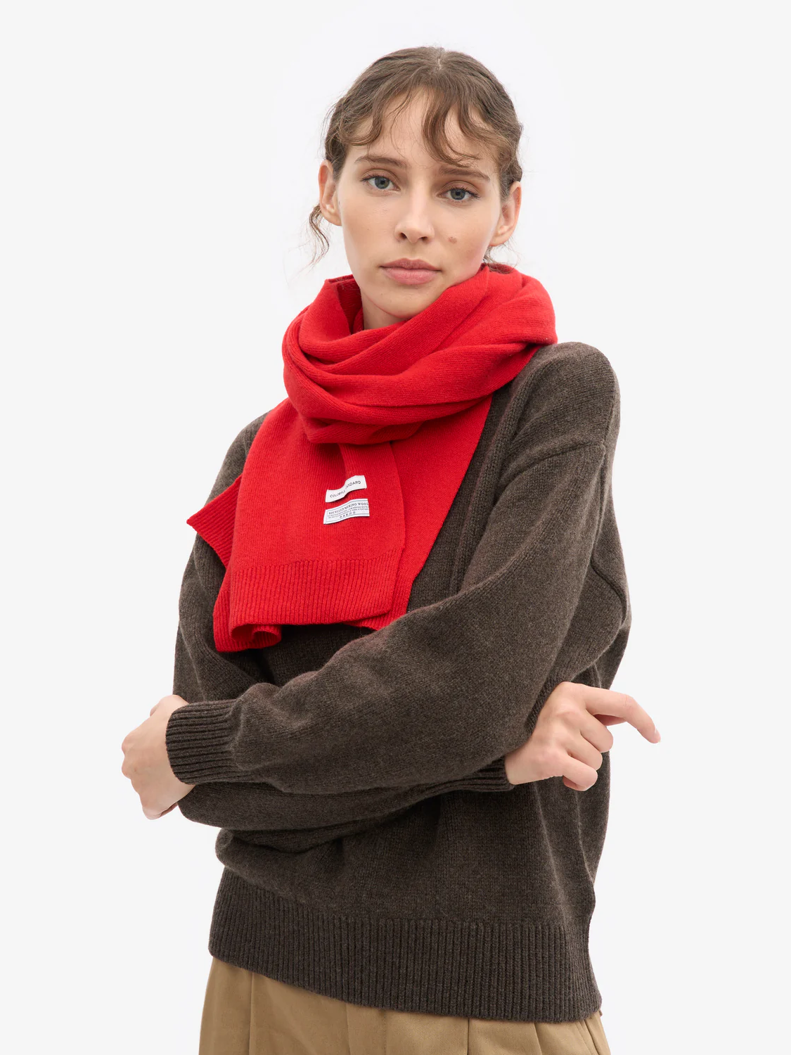 COLORFUL STANDARD Merino Wool Scarf - Red Tangerine