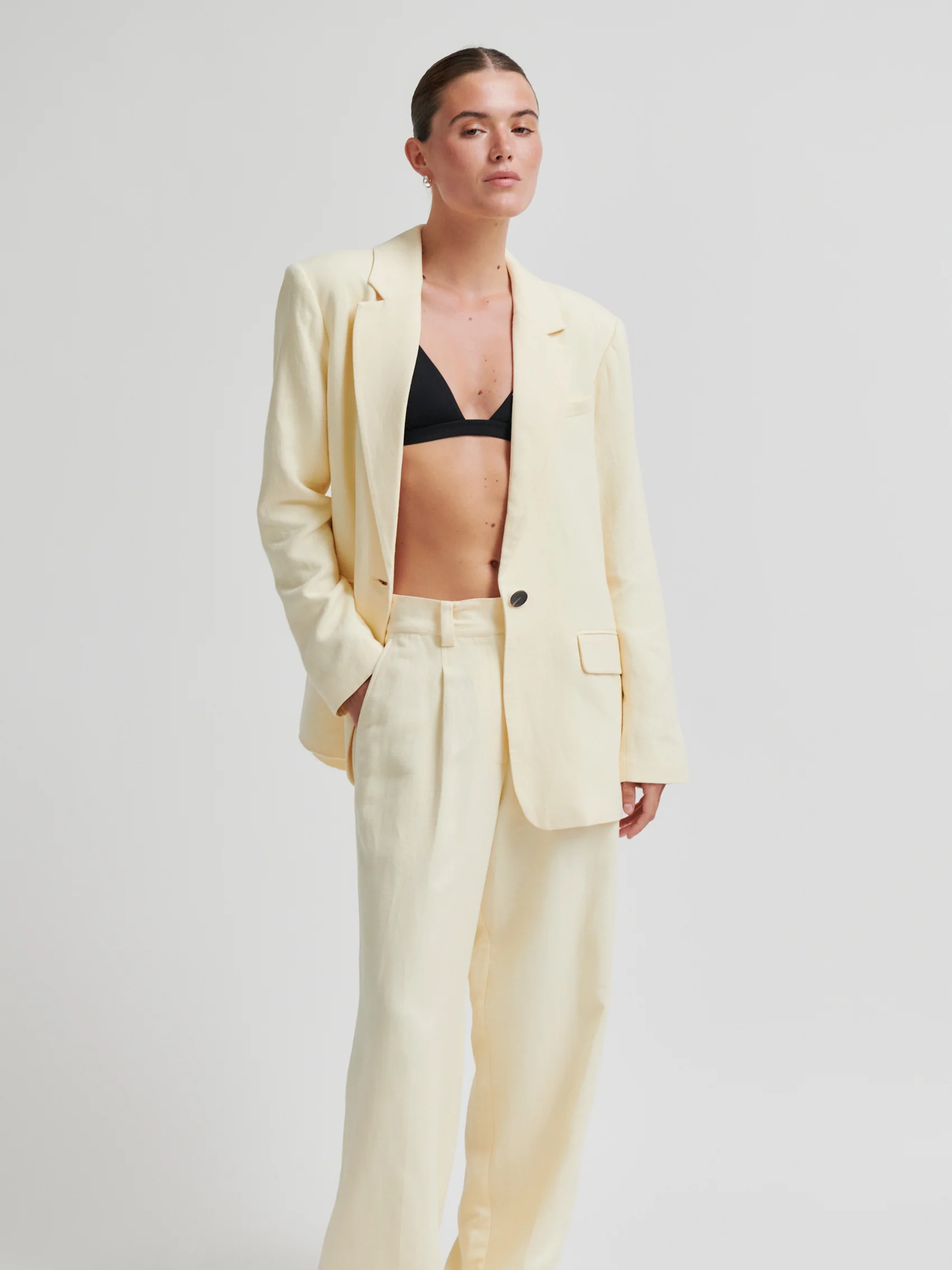 SECOND FEMALE Lino Classic Trousers Yellow