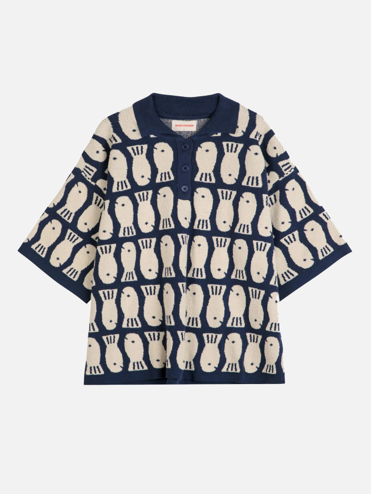 BOBO CHOSES Lucky Fish Jaquard Knitted Polo