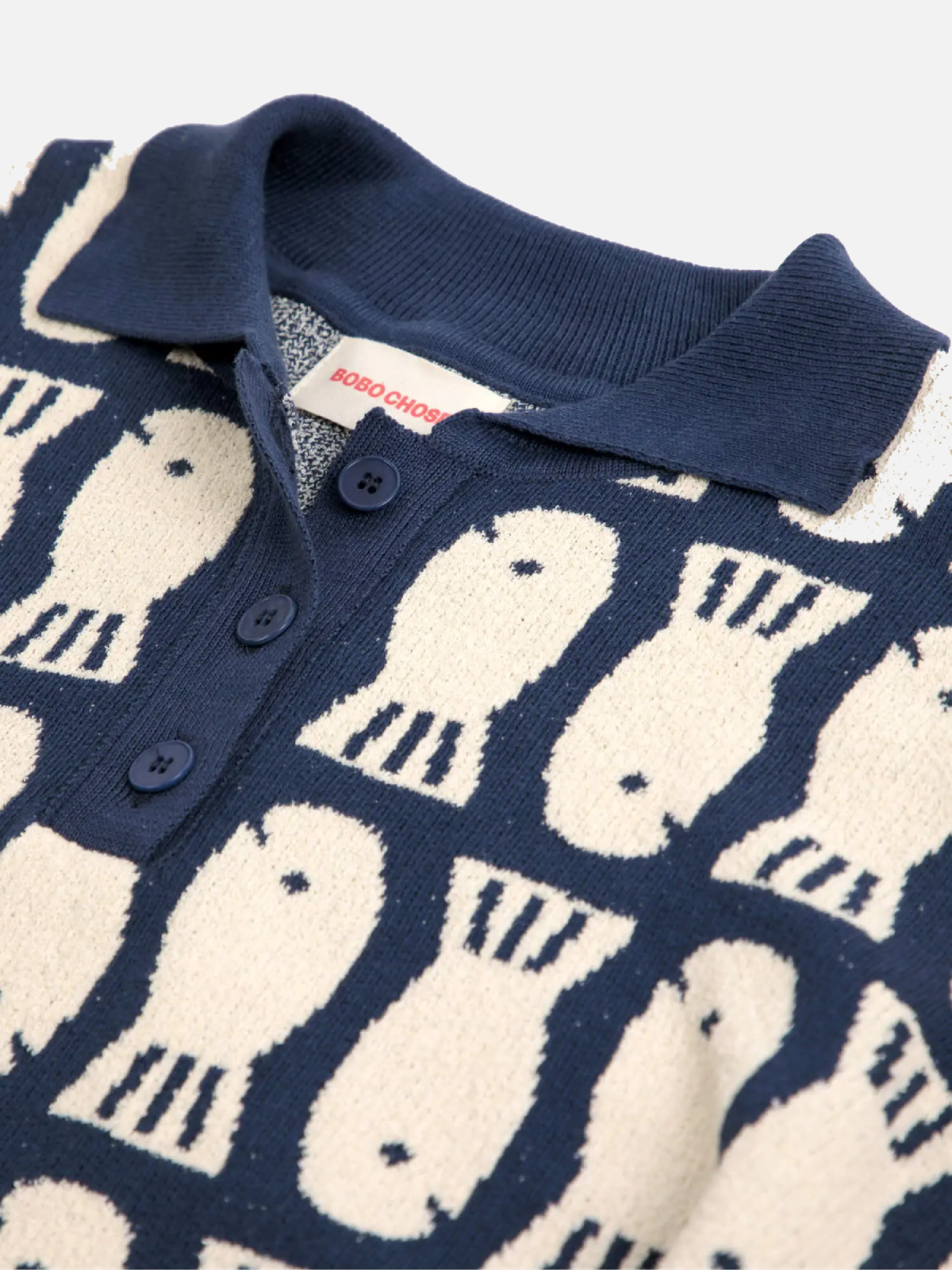 BOBO CHOSES Lucky Fish Jaquard Knitted Polo