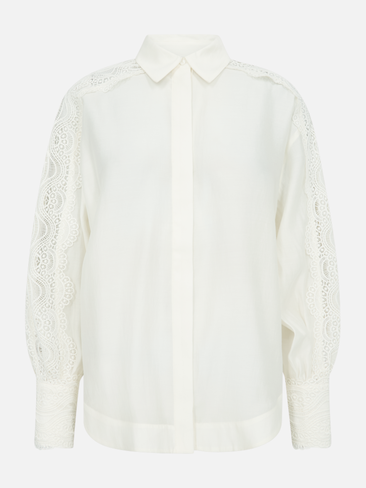 COPENHAGEN MUSE CMMolly Shirt Lace Sleeves - Jet Stream / S - Bluse