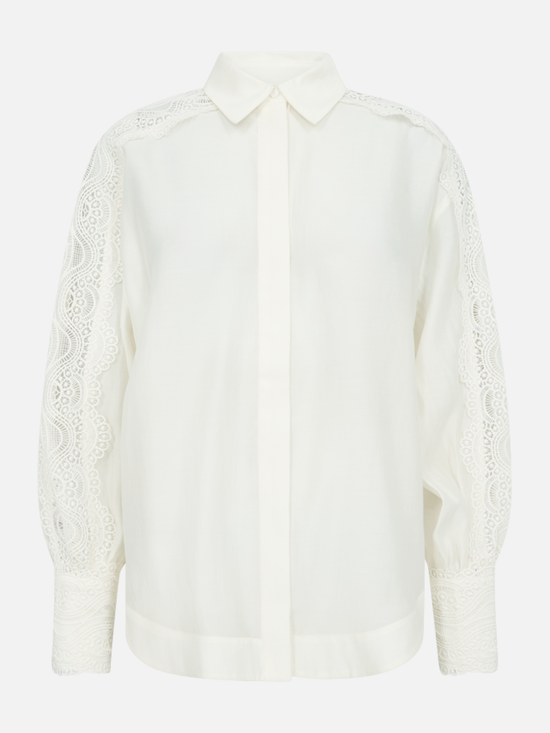 COPENHAGEN MUSE CMMolly Shirt Lace Sleeves - Jet Stream / S - Bluse