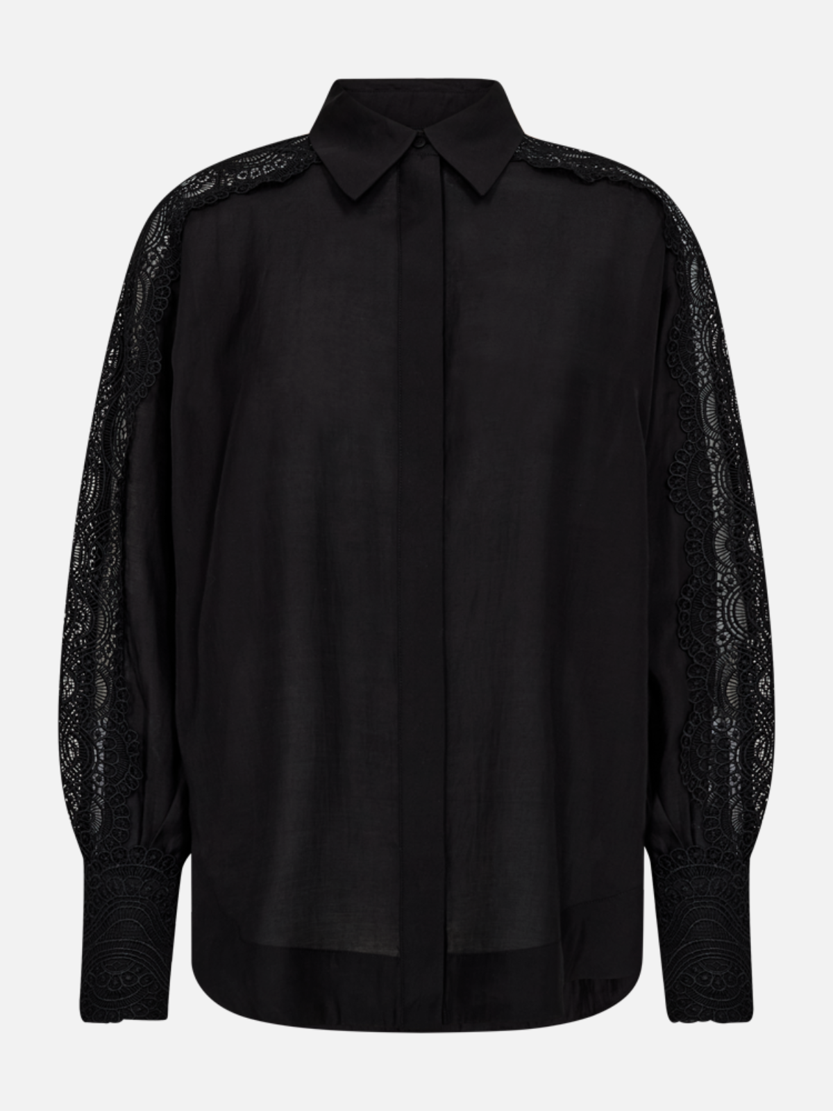 COPENHAGEN MUSE CMMolly Shirt Lace Sleeves - Black / S - Bluse